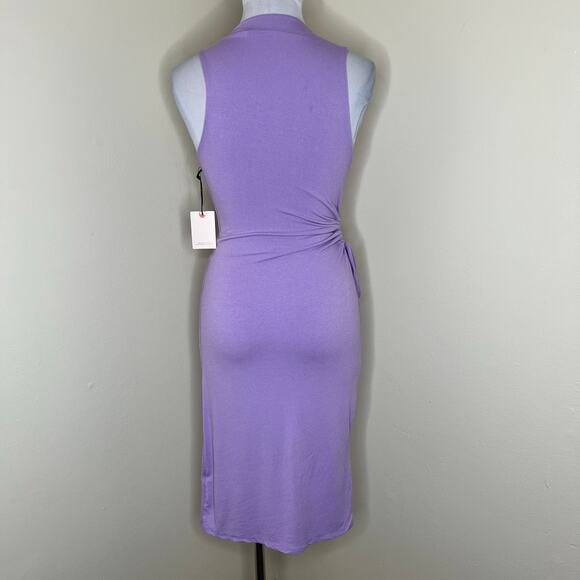 Sincerely Jules Bodycon Dress SMALL Purple Cutout Knee Length High Neck Party - Picture 4 of 6